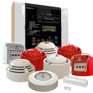 A full set of EMS SmartCell wireless fire alarm system